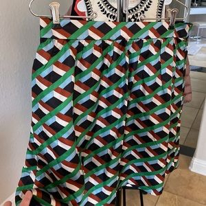 J Crew Silk Skirt Geometric Print Size 10